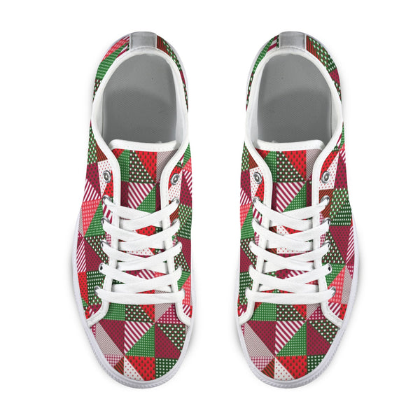patchwork print xmas 4 Seattle Low Top Men's Shoes (Model 1013-6)