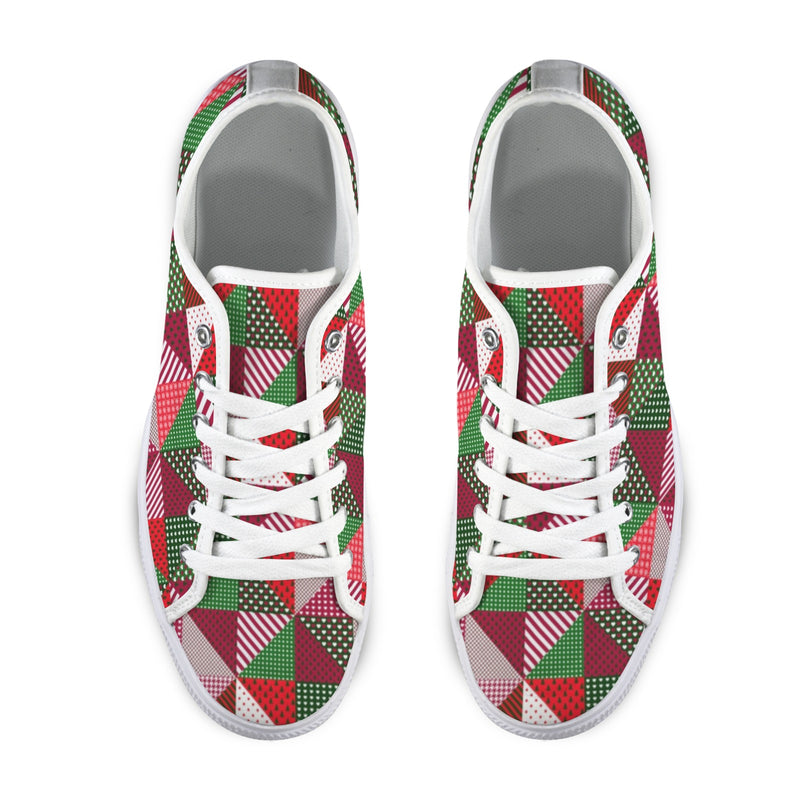 patchwork print xmas 4 Seattle Low Top Men's Shoes (Model 1013-6)