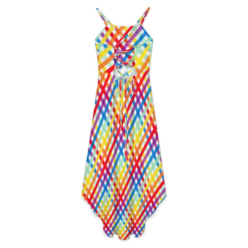 Women&#039;s High-Low Spaghetti Strap Dress Tailcoat skirt