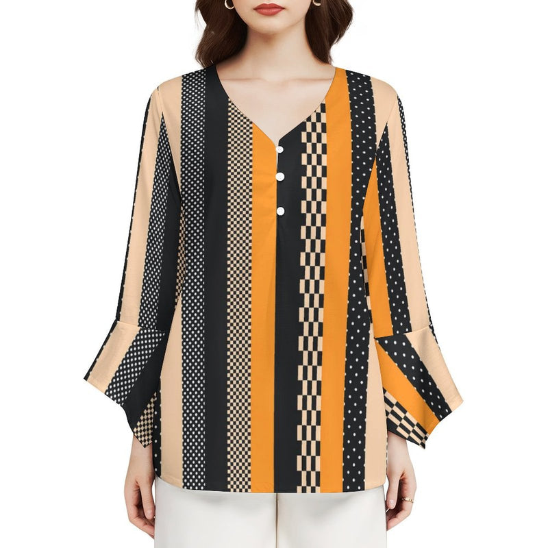 Women&#039;s V-Neck Petal Sleeve Blouse Petal sleeve top