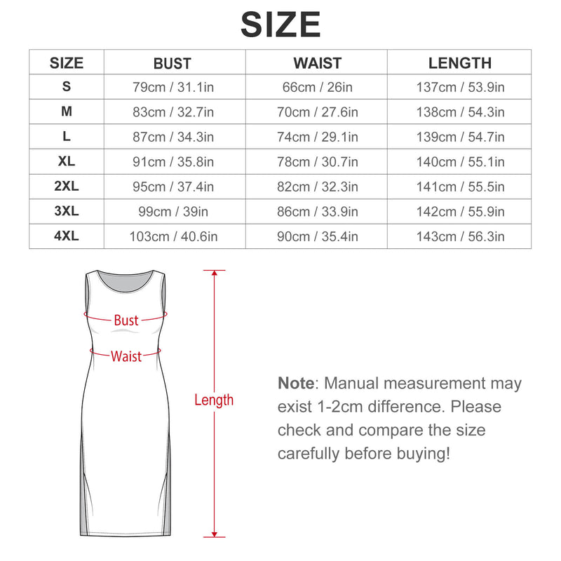 Window Pane Split cheongsam Sleeveless Bodycon Side Slit Long Dress