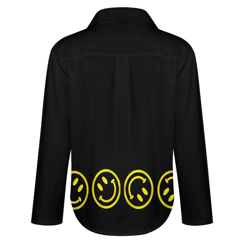 Long Sleeve Blouse (B648) Cropped hem shirt