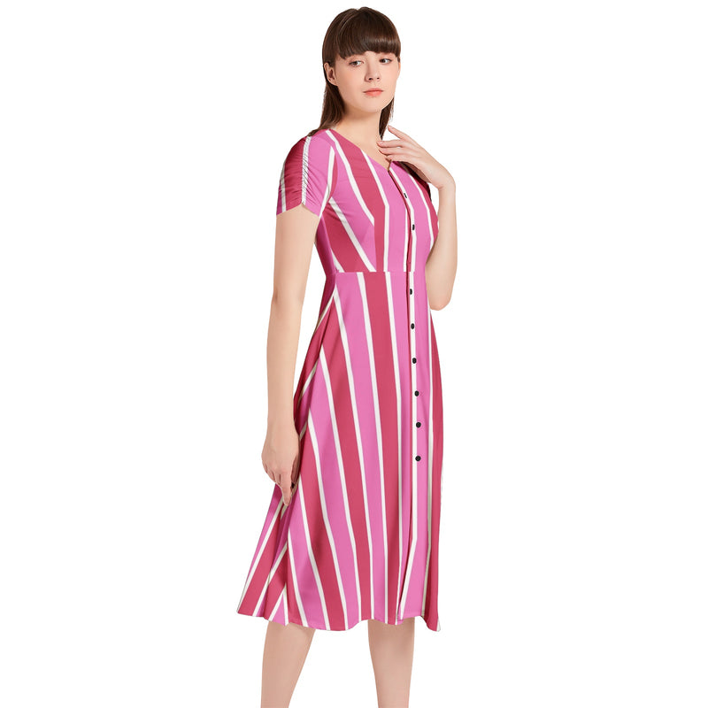 Puff Sleeve Button Through Dress