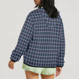 pinstriped plaid print Women's Lightweight Sun Protection Hoodie (Model H62)