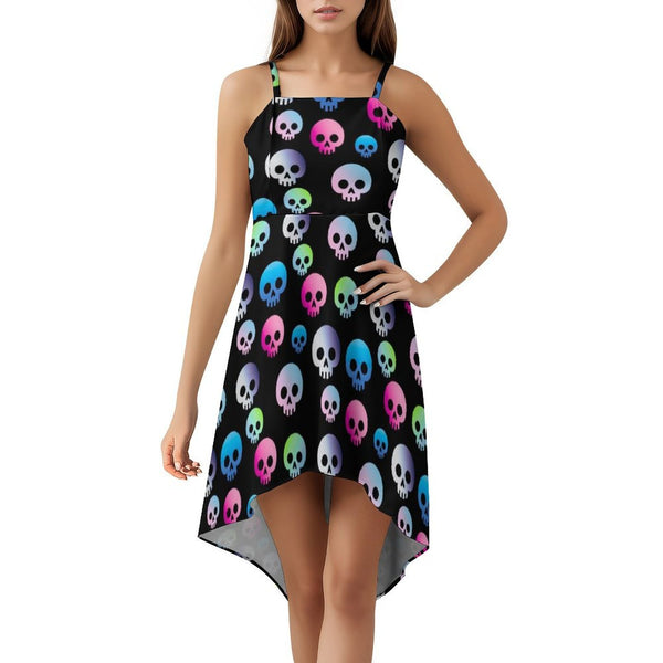 Women&#039;s High-Low Spaghetti Strap Dress Tailcoat skirt