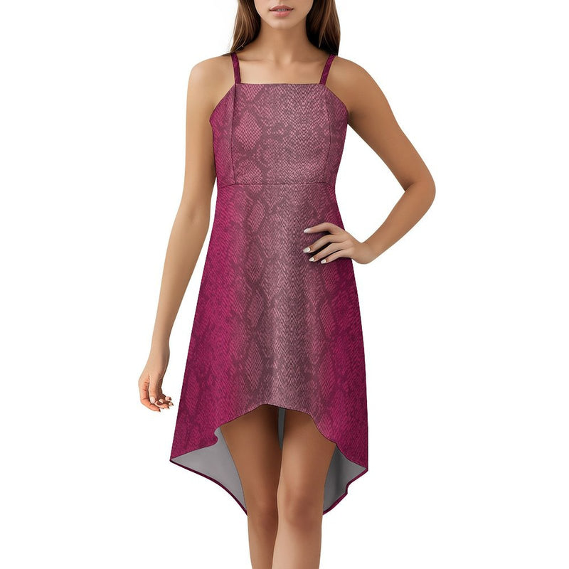 Women&#039;s High-Low Spaghetti Strap Dress Tailcoat skirt