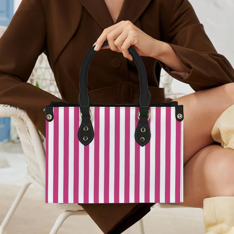 striped print 2 PU Leather Handbag-Small (Model 1747)