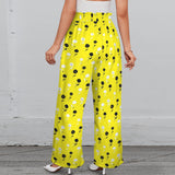 lemon poppy Strappy Elastic Waist Wide Leg Pants with Pockets