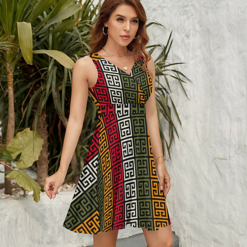 V-Neck Sleeveless Dress (NZ022)  Frocks
