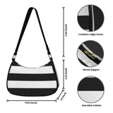 Striped Women's Shoulder Bag-Black Strap
