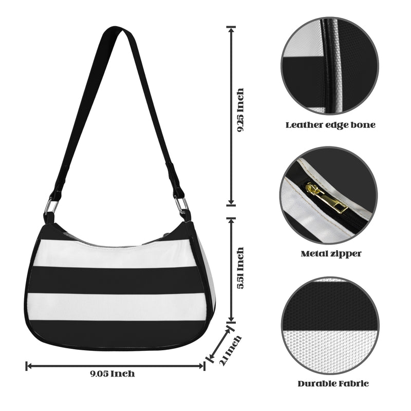 Striped Women's Shoulder Bag-Black Strap