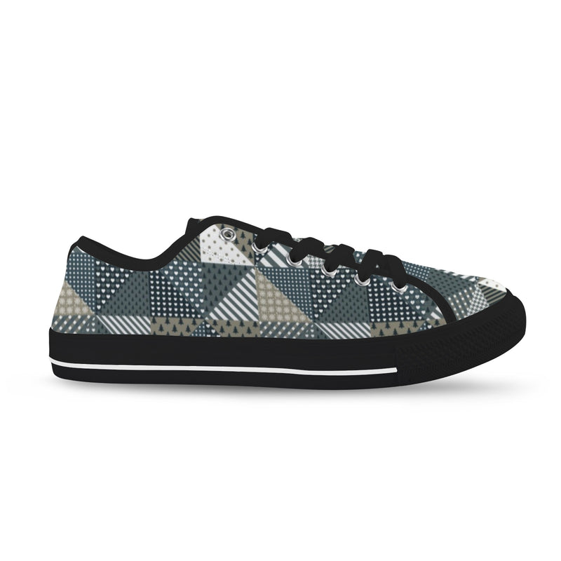 xmas split tone patchwork print Seattle Low Top Men's Shoes (Model 1013-6)