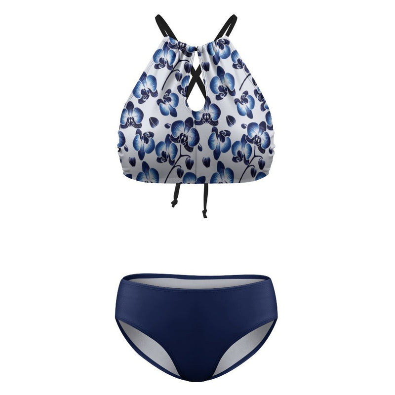 Delft Blue Orchids Two-piece Swimsuit (BK2040) Two-piece Swimsuit