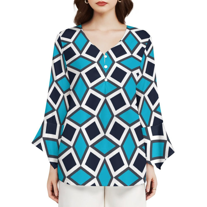 Women&#039;s V-Neck Petal Sleeve Blouse Petal sleeve top