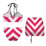 It Comes In Black Drawstring Halterneck Three-Piece Swimsuit Skirt