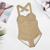 symbolic print Women's Halter Neck Gather Chest Swimsuit (Model S52)