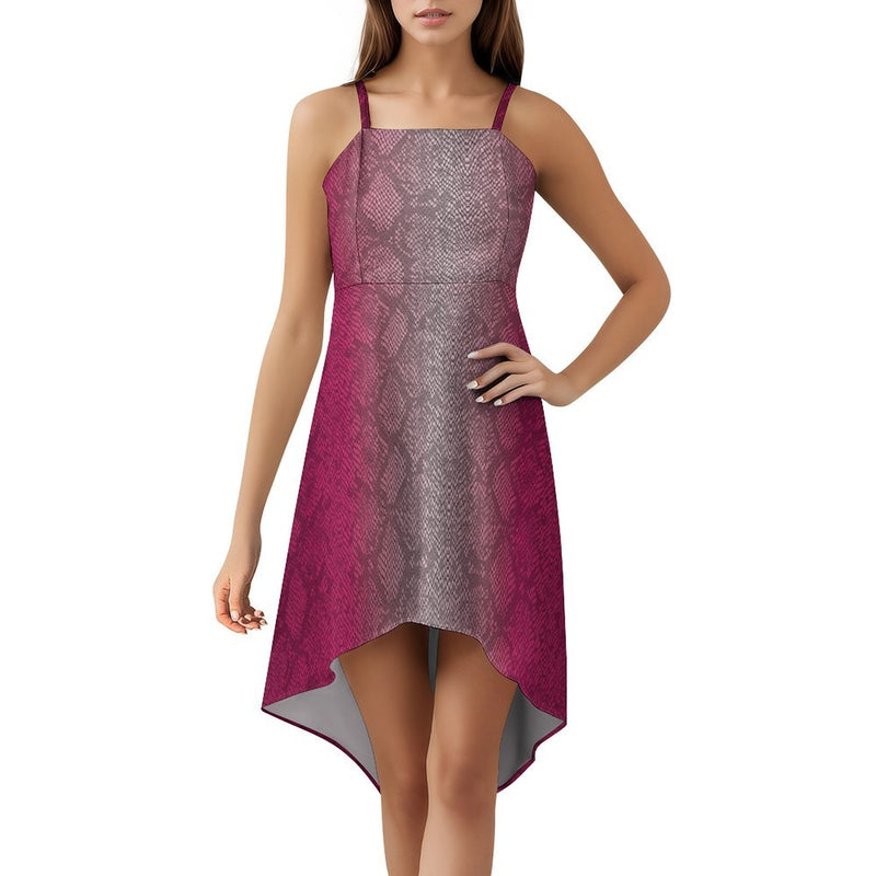 Women&#039;s High-Low Spaghetti Strap Dress Tailcoat skirt