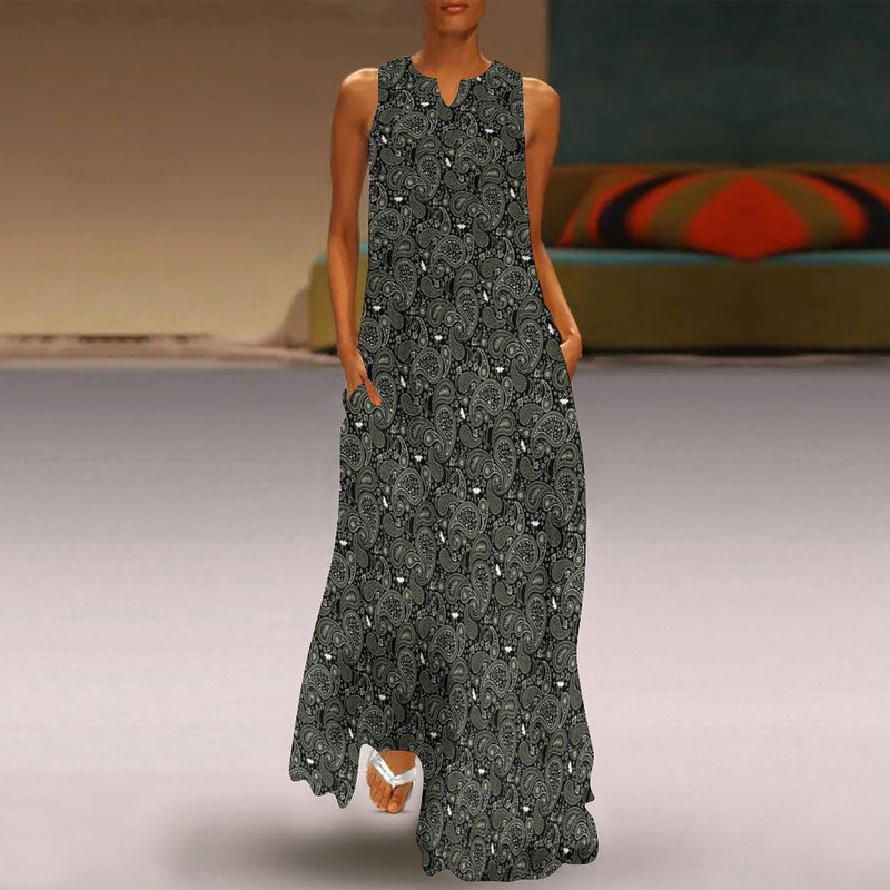 Paisley Sleeveless Long Dress