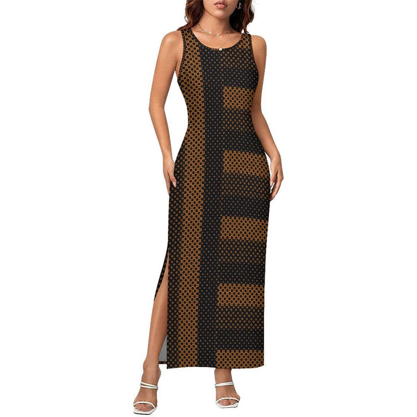 Sleeveless Bodycon Side Slit Long Dress Split cheongsam