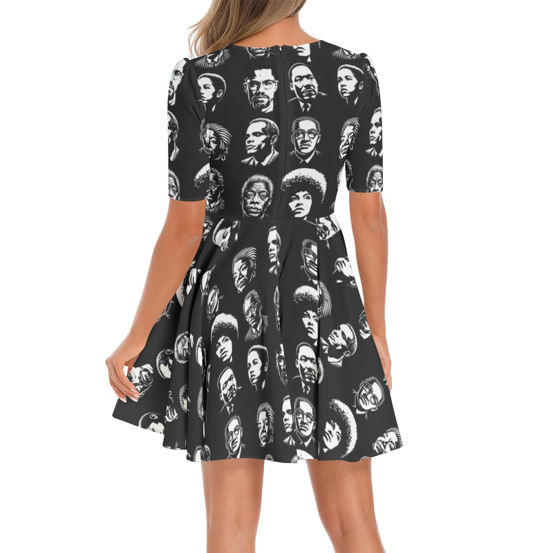 DEI Short Sleeve Ruched Bust Flared Hem Dress