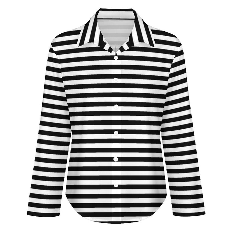 Long Sleeve Blouse (B648) Cropped hem shirt