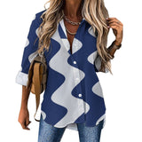 Long Sleeve Blouse (B648) Cropped hem shirt