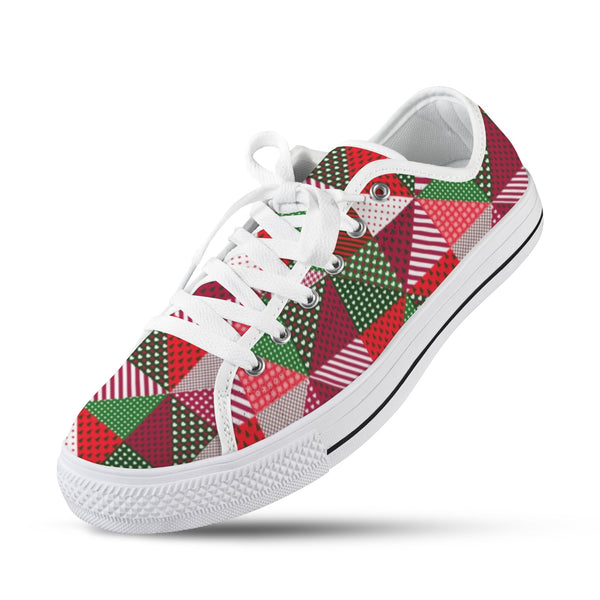 patchwork print xmas 4 Seattle Low Top Men's Shoes (Model 1013-6)