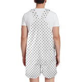blk wht polka dot print small print Unisex Shorts Suspender Jumpsuit (Model L78) - Objet D'Art