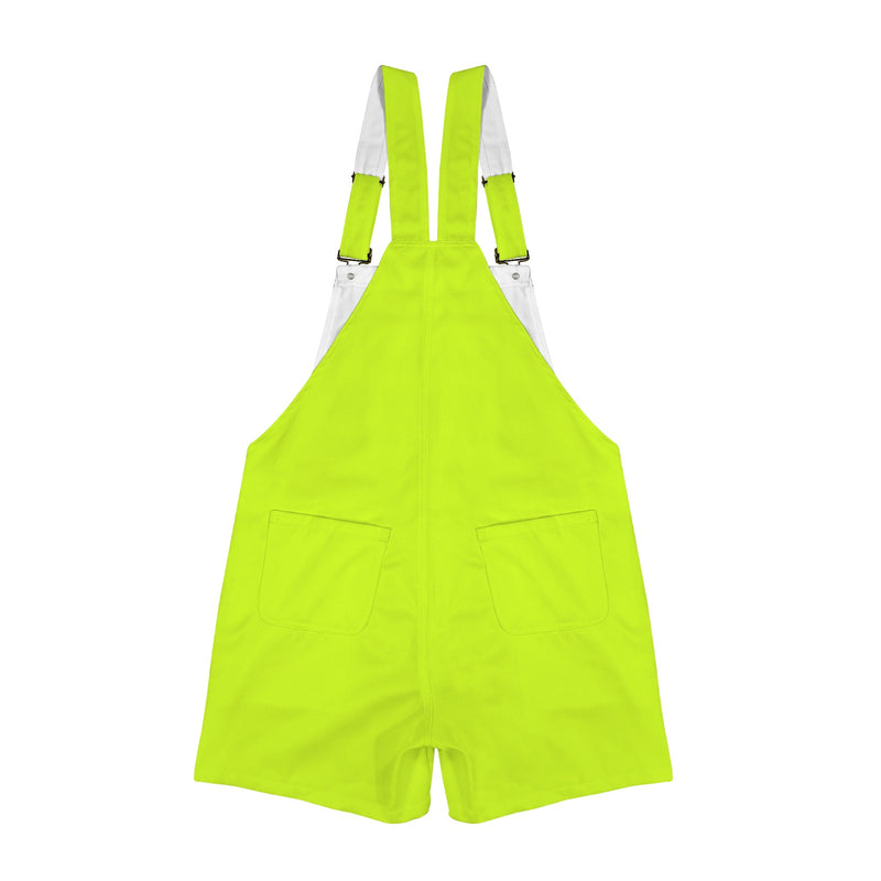 neon green solid 10B Unisex Shorts Suspender Jumpsuit (Model L78)