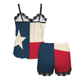 tex flag print 2z Women's Lace Camisole Pajama Set