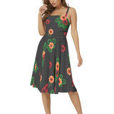 Sleeveless Square Neck Flare Hem Midi Dress