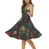 Sleeveless Square Neck Flare Hem Midi Dress
