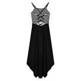 Striped Tailcoat High-Low Spaghetti Strap Dress