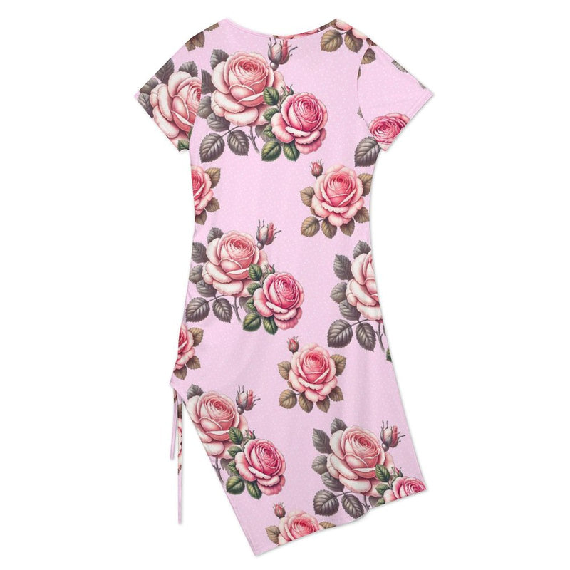 Drawstring Slit Hem Dress Split Dress