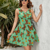 Butterfly Frocks V-Neck Sleeveless Dress