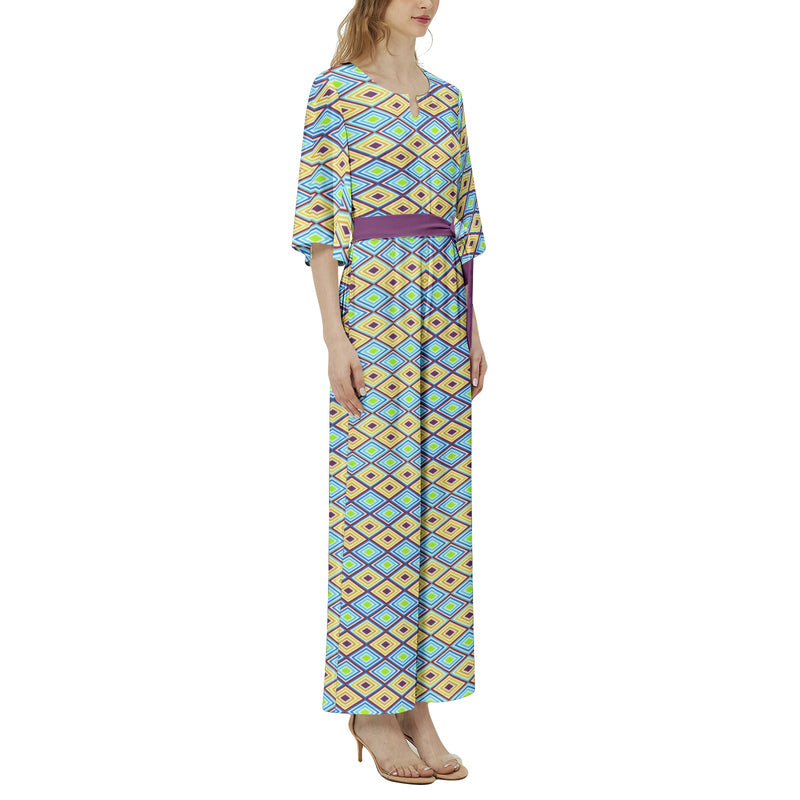 Dolman Sleeve Belted Wide Leg Jumpsuit