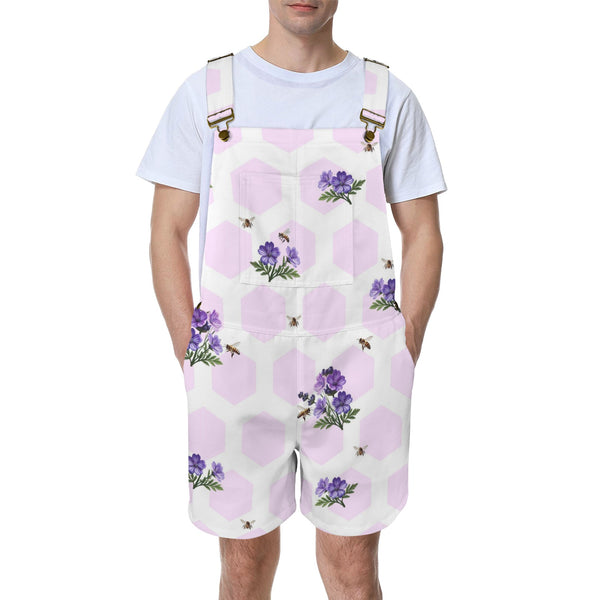 apiary print hex small Unisex Shorts Suspender Jumpsuit (Model L78)