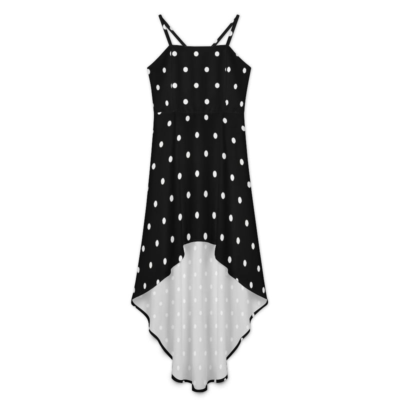 Women&#039;s High-Low Spaghetti Strap Dress Tailcoat skirt