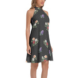 Tie Back Halter Neck Flared Dress