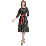 Boat Neck Belted Flared Dress