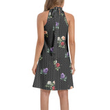 Tie Back Halter Neck Flared Dress