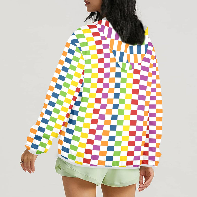 heart accent stripe accent print Women's Lightweight Sun Protection Hoodie (Model H62)
