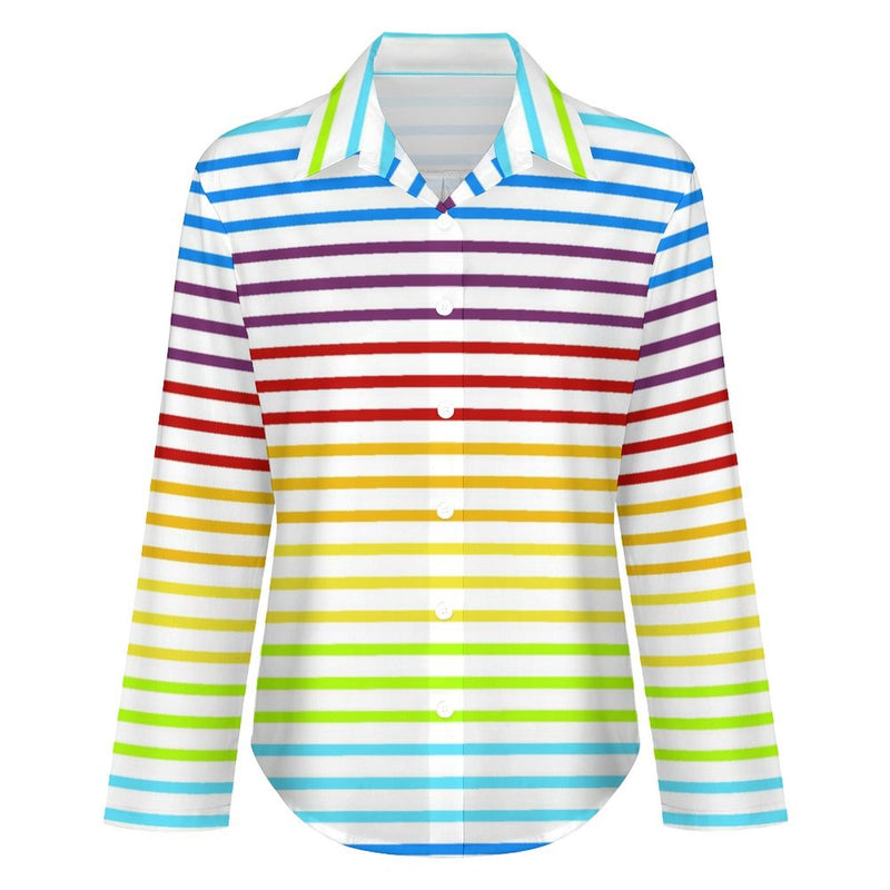 Long Sleeve Blouse (B648) Cropped hem shirt