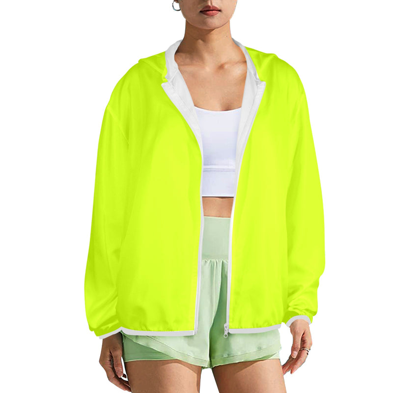 NEON GREEN hat Women's Lightweight Sun Protection Hoodie (Model H62)