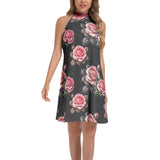 Tie Back Halter Neck Flared Dress