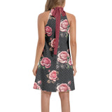 Tie Back Halter Neck Flared Dress