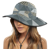 xmas split tone patchwork print Wide Brim Bucket Hat
