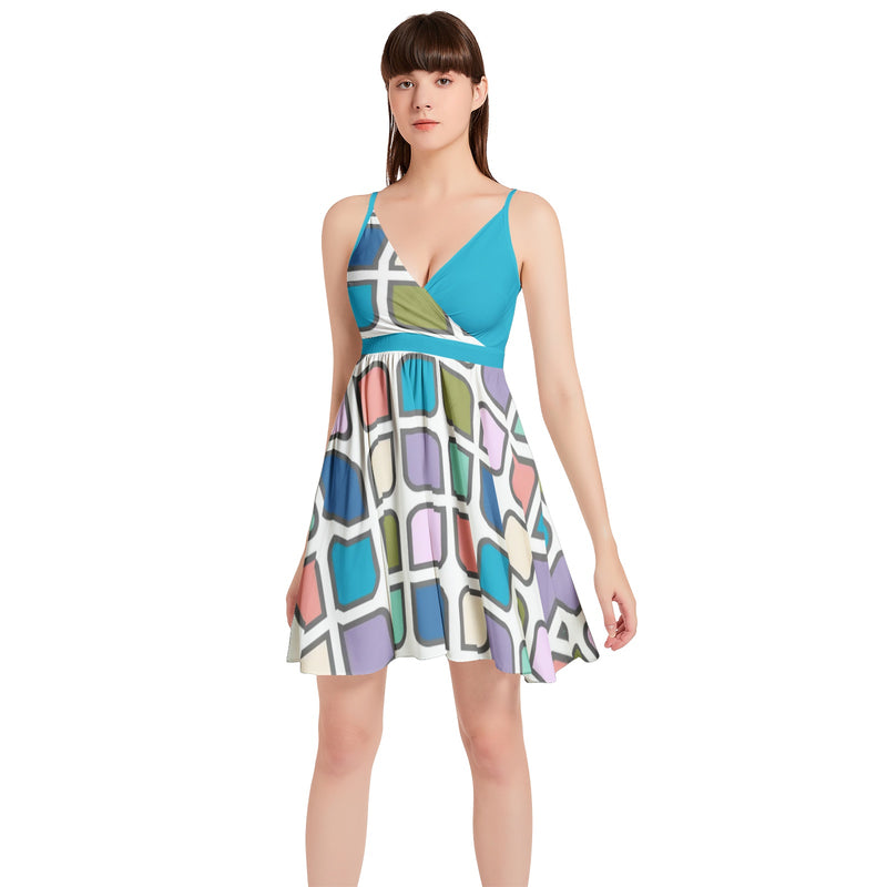 Spaghetti Strap Sleeveless Falred Hem Short Dress