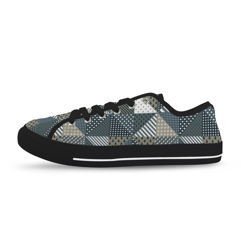 xmas split tone patchwork print Seattle Low Top Women's Shoes (Model 1013-6)