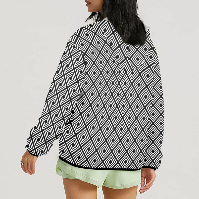 diamond back print 20 Women's Lightweight Sun Protection Hoodie (Model H62)